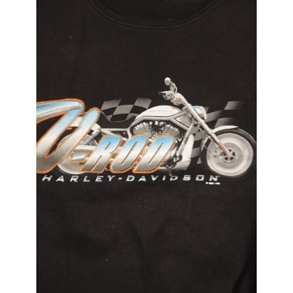 Harley-Davidson V-Rod Sweatshirt Men M Black Vintage 2001 Utica NY Graphic Crew - Picture 6 of 8